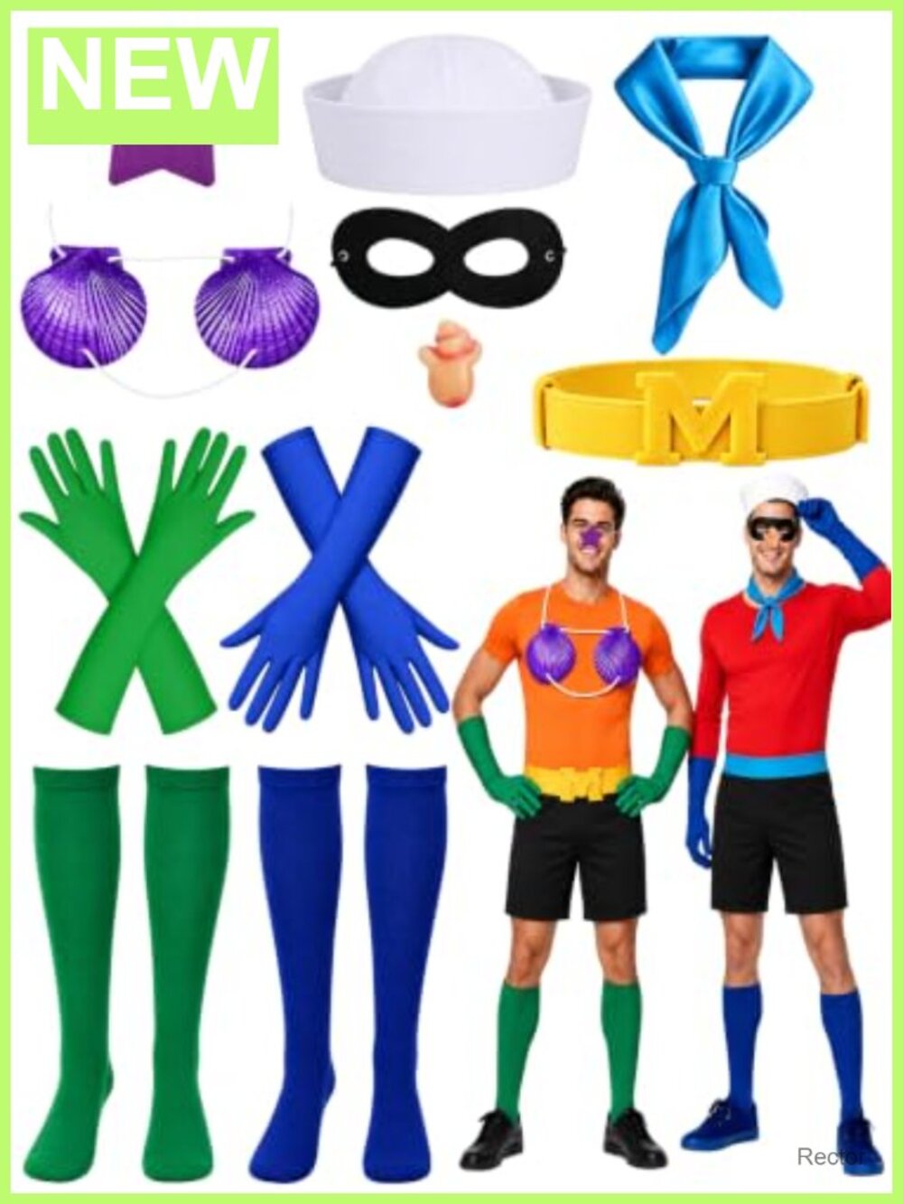 11 Pc Couples Merman Sailor Costume Set Satin Nylon Adult Cosplay